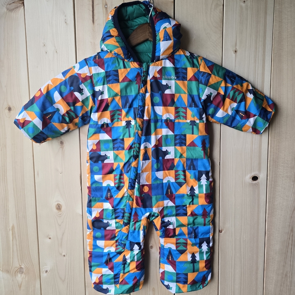 Columbia Baby Reversable One Piece Snow Suit Green Blue Infant